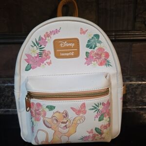 Loungefly Disney Kids Backpack - White with Pink and Tan Floral Design